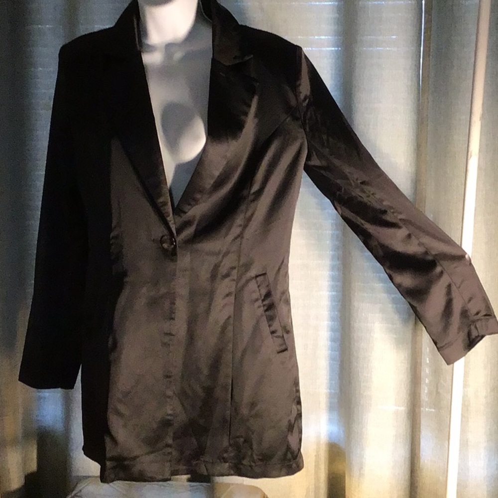 Women’s black satin blazer and shorts 2- piece
